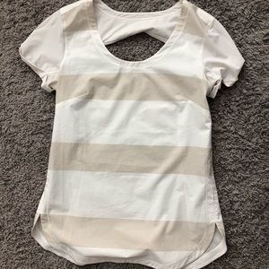 Beige and white lululemon top